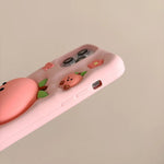 Kawaii Summer Fruit Floral Peach Bracket Soft Silicone Case with Stand Holder - AKM CASE｜iPhone Case & Accesories Worldwide