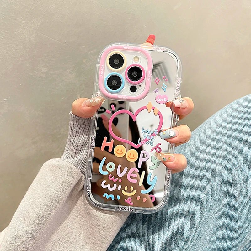 Lovely Girl Heart Mirror Phone Case Shockproof Back Cover - AKM CASE｜iPhone Case & Accesories Worldwide