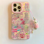 Luxury Laser Rainbow Cute Cat Cartoon Phone Case for iPhone 12 - 16 Pro Max with Lanyard - MINISO - AKM CASE｜iPhone Case & Accesories Worldwide