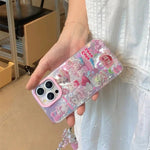 Luxury Laser Rainbow Cute Cat Cartoon Phone Case for iPhone 12 - 16 Pro Max with Lanyard - MINISO - AKM CASE｜iPhone Case & Accesories Worldwide