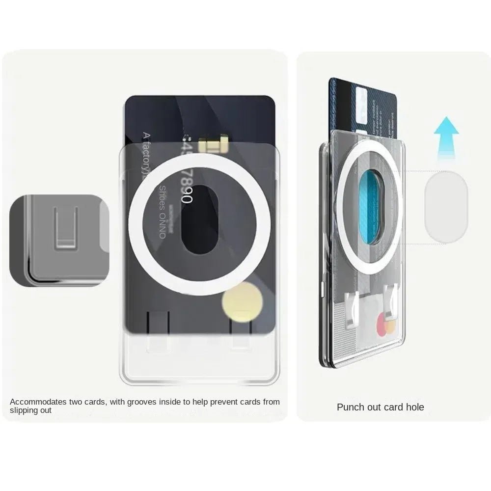 Magnetic Card Holder Plastic Strong Adsorption Clear Wallet Magsafe Portable Slot Card Case for iPhone 16 15 Pro Max 14 13 12 - AKM CASE｜iPhone Case & Accesories Worldwide