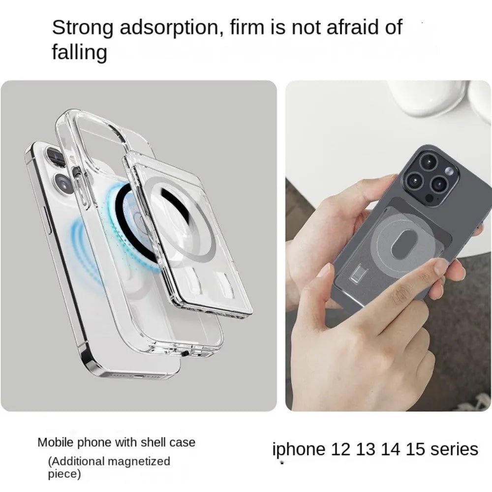 Magnetic Card Holder Plastic Strong Adsorption Clear Wallet Magsafe Portable Slot Card Case for iPhone 16 15 Pro Max 14 13 12 - AKM CASE｜iPhone Case & Accesories Worldwide