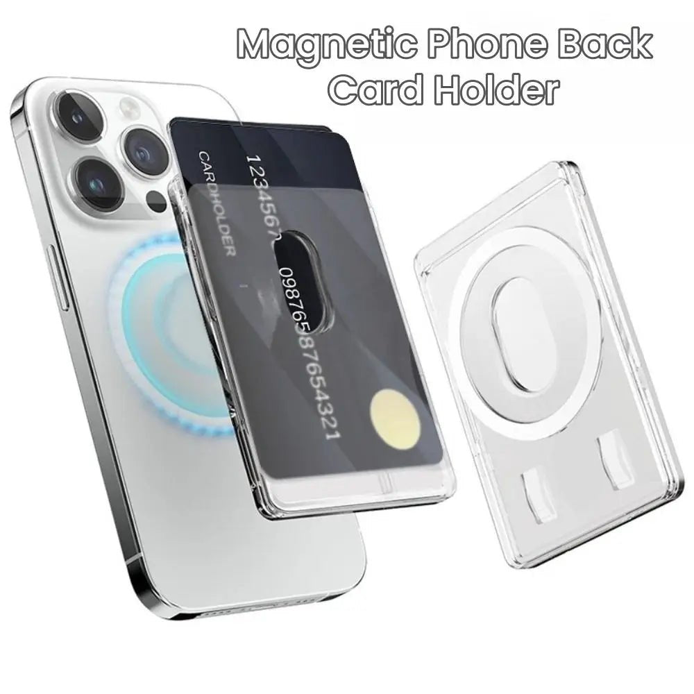 Magnetic Card Holder Plastic Strong Adsorption Clear Wallet Magsafe Portable Slot Card Case for iPhone 16 15 Pro Max 14 13 12 - AKM CASE｜iPhone Case & Accesories Worldwide