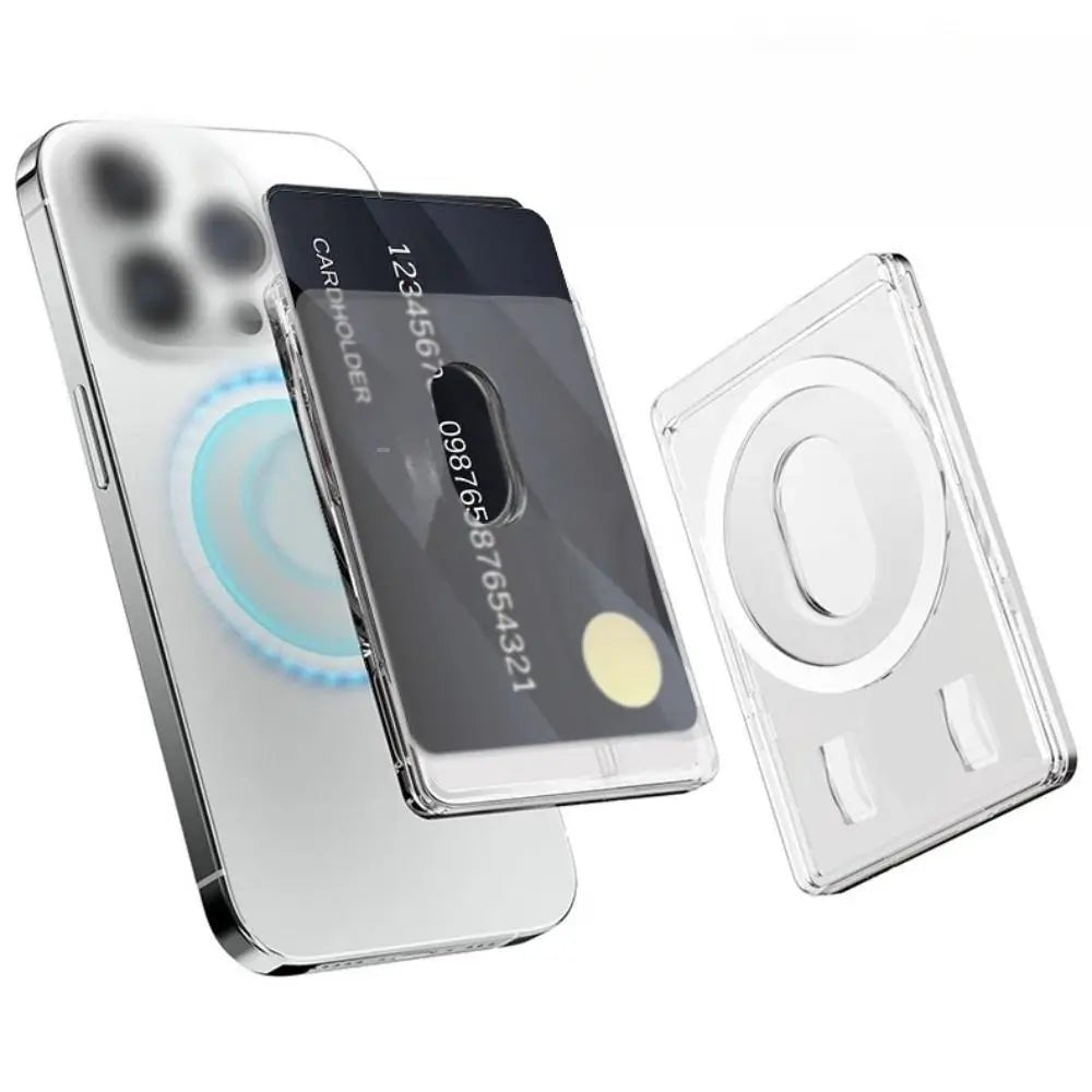 Magnetic Card Holder Plastic Strong Adsorption Clear Wallet Magsafe Portable Slot Card Case for iPhone 16 15 Pro Max 14 13 12 - AKM CASE｜iPhone Case & Accesories Worldwide