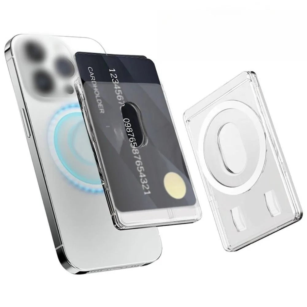 Magnetic Card Holder Plastic Strong Adsorption Clear Wallet Magsafe Portable Slot Card Case for iPhone 16 15 Pro Max 14 13 12 - AKM CASE｜iPhone Case & Accesories Worldwide