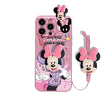 MINISO 3D Cartoon Mickey & Minnie Soft Silicone iPhone Case with Holder Rope - AKM CASE｜iPhone Case & Accesories Worldwide