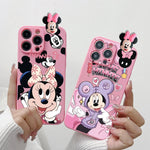 MINISO 3D Cartoon Mickey & Minnie Soft Silicone iPhone Case with Holder Rope - AKM CASE｜iPhone Case & Accesories Worldwide