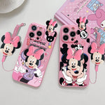 MINISO 3D Cartoon Mickey & Minnie Soft Silicone iPhone Case with Holder Rope - AKM CASE｜iPhone Case & Accesories Worldwide