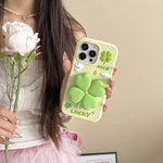 MINISO Cute 3D Four - leaf Clover Bracket Soft Silicone iPhone Case - AKM CASE｜iPhone Case & Accesories Worldwide