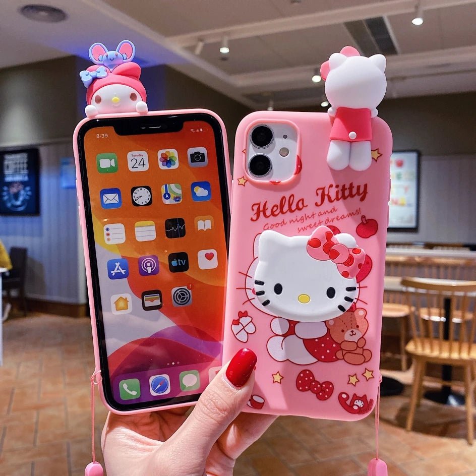 My Melody & Hello Kitty TPU Soft Phone Case with Holder & Strap - AKM CASE｜iPhone Case & Accesories Worldwide