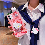 My Melody & Hello Kitty TPU Soft Phone Case with Holder & Strap - AKM CASE｜iPhone Case & Accesories Worldwide