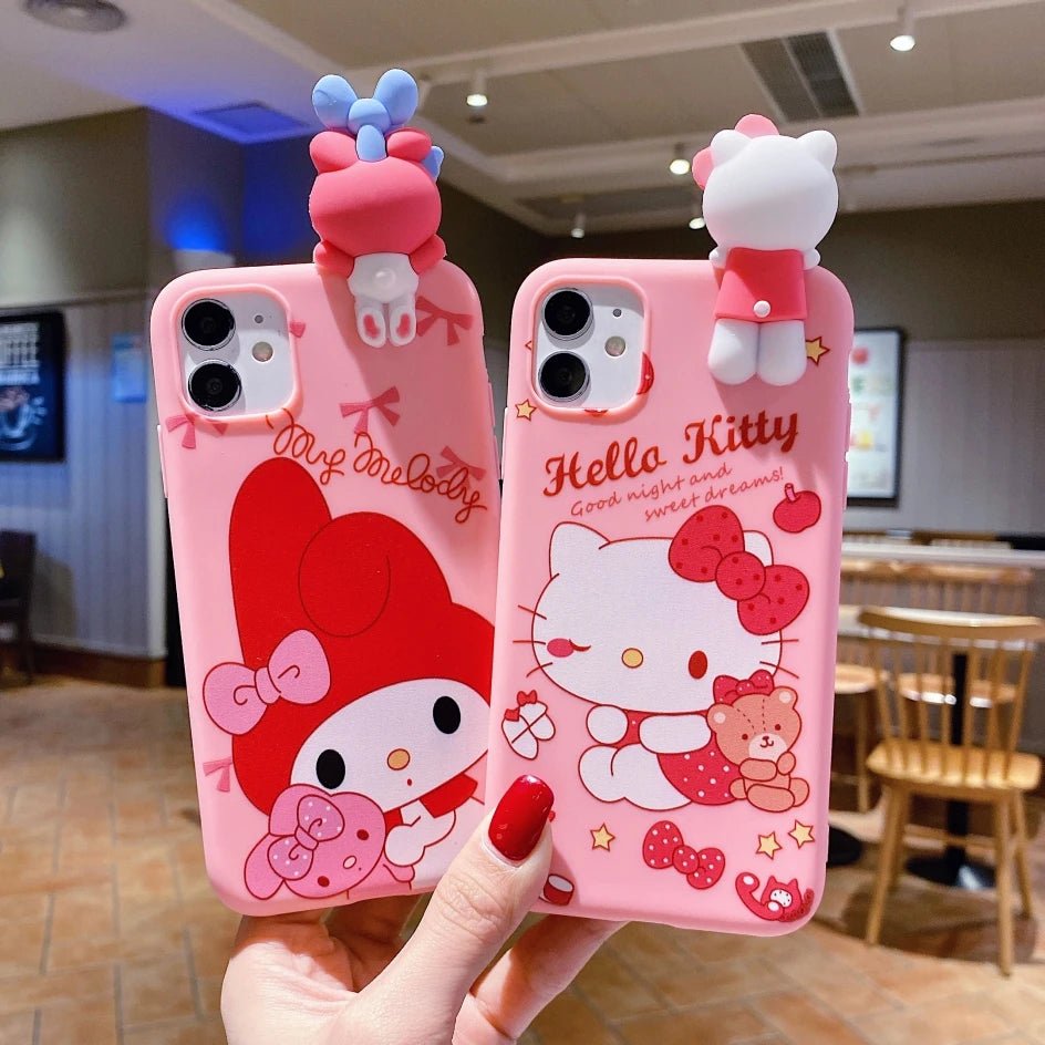 My Melody & Hello Kitty TPU Soft Phone Case with Holder & Strap - AKM CASE｜iPhone Case & Accesories Worldwide
