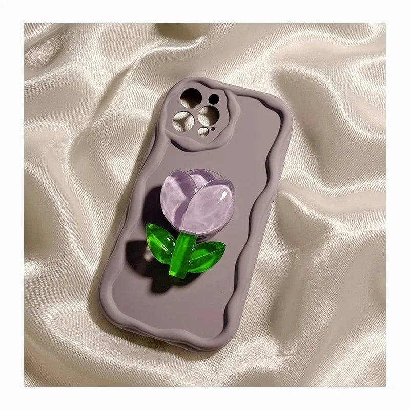 New Candy Macaron Crystal Flower Holder Phone Case for iPhone 7 - 8 Plus & 11 - 15 Pro Max - AKM CASE｜iPhone Case & Accesories Worldwide