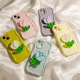 New Candy Macaron Crystal Flower Holder Phone Case for iPhone 7 - 8 Plus & 11 - 15 Pro Max - AKM CASE｜iPhone Case & Accesories Worldwide