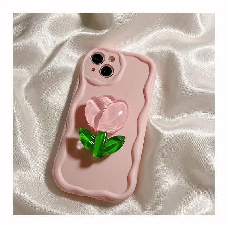 New Candy Macaron Crystal Flower Holder Phone Case for iPhone 7 - 8 Plus & 11 - 15 Pro Max - AKM CASE｜iPhone Case & Accesories Worldwide