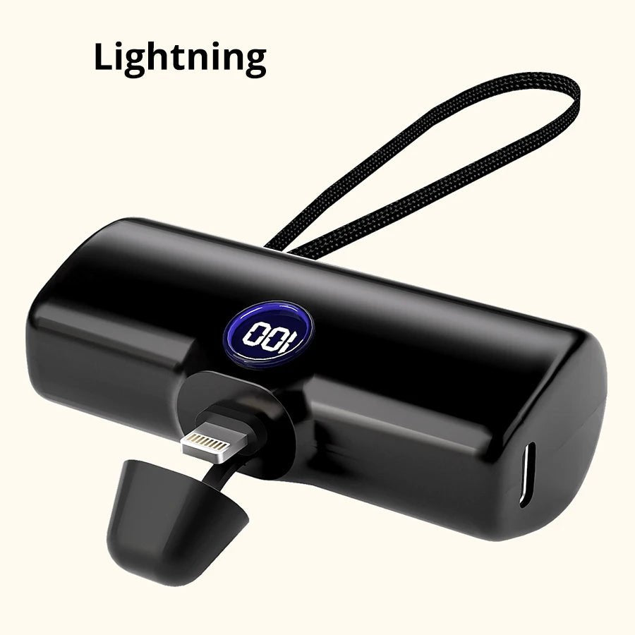 Portable Charger Fast Charge Type C External Battery for iPhone Built - in Cable Quick Charge Pocket Power Bank - AKM CASE｜iPhone Case & Accesories Worldwide