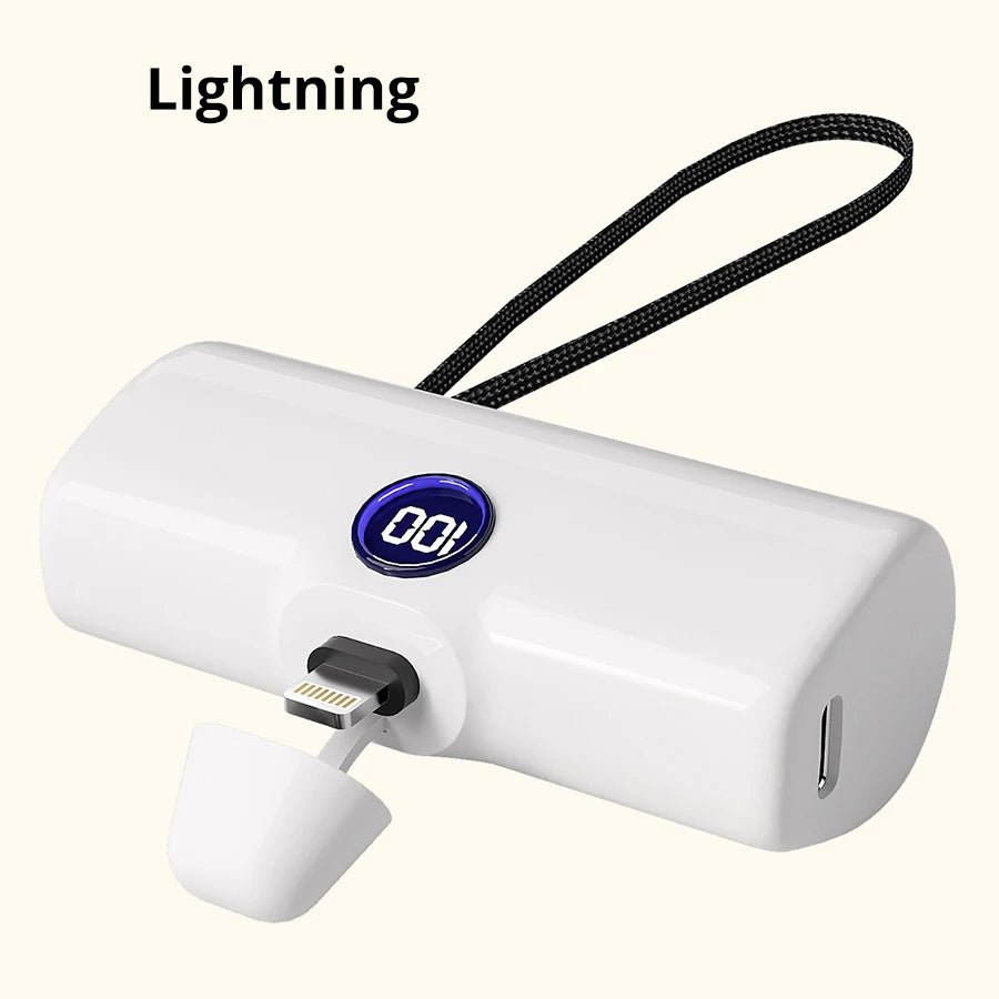 Portable Charger Fast Charge Type C External Battery for iPhone Built - in Cable Quick Charge Pocket Power Bank - AKM CASE｜iPhone Case & Accesories Worldwide