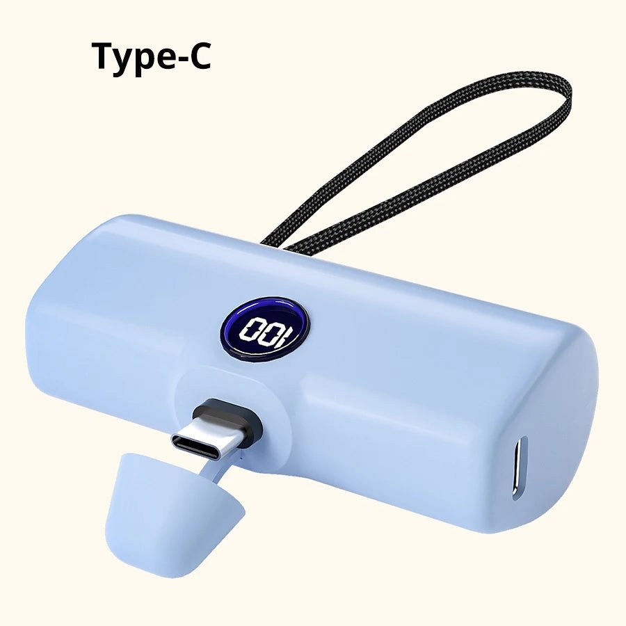 Portable Charger Fast Charge Type C External Battery for iPhone Built - in Cable Quick Charge Pocket Power Bank - AKM CASE｜iPhone Case & Accesories Worldwide