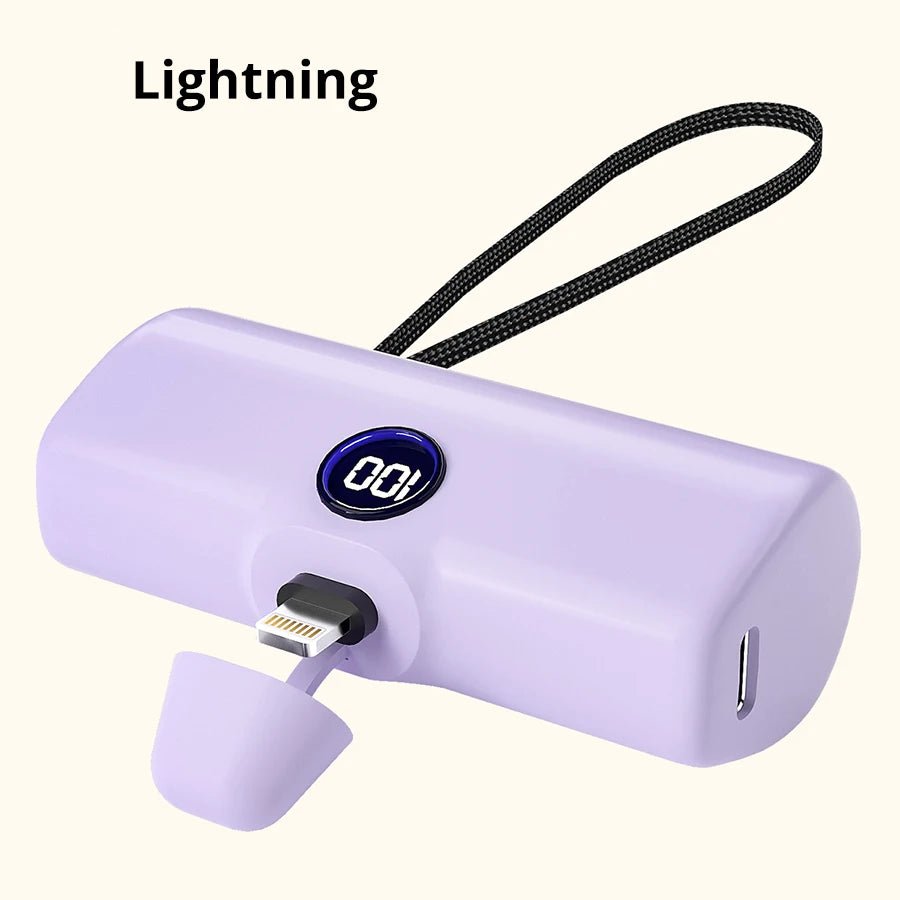 Portable Charger Fast Charge Type C External Battery for iPhone Built - in Cable Quick Charge Pocket Power Bank - AKM CASE｜iPhone Case & Accesories Worldwide