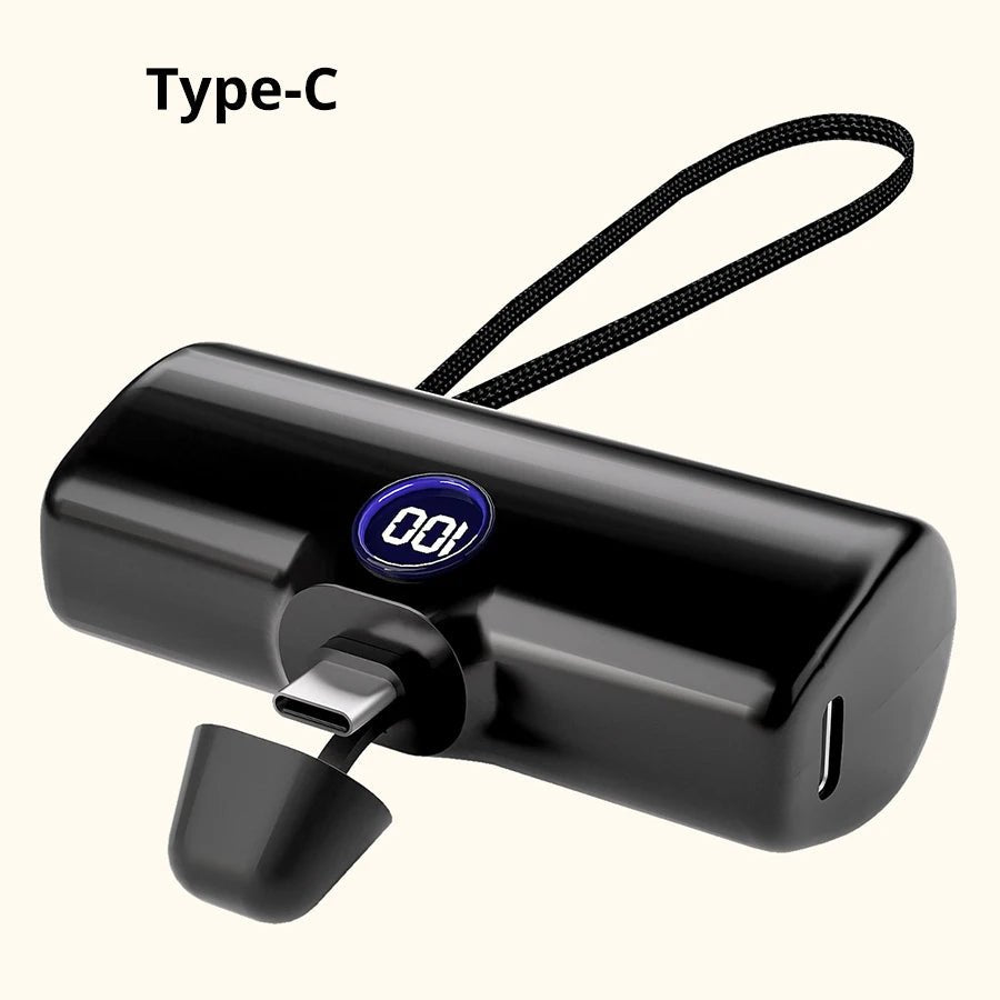 Portable Charger Fast Charge Type C External Battery for iPhone Built - in Cable Quick Charge Pocket Power Bank - AKM CASE｜iPhone Case & Accesories Worldwide