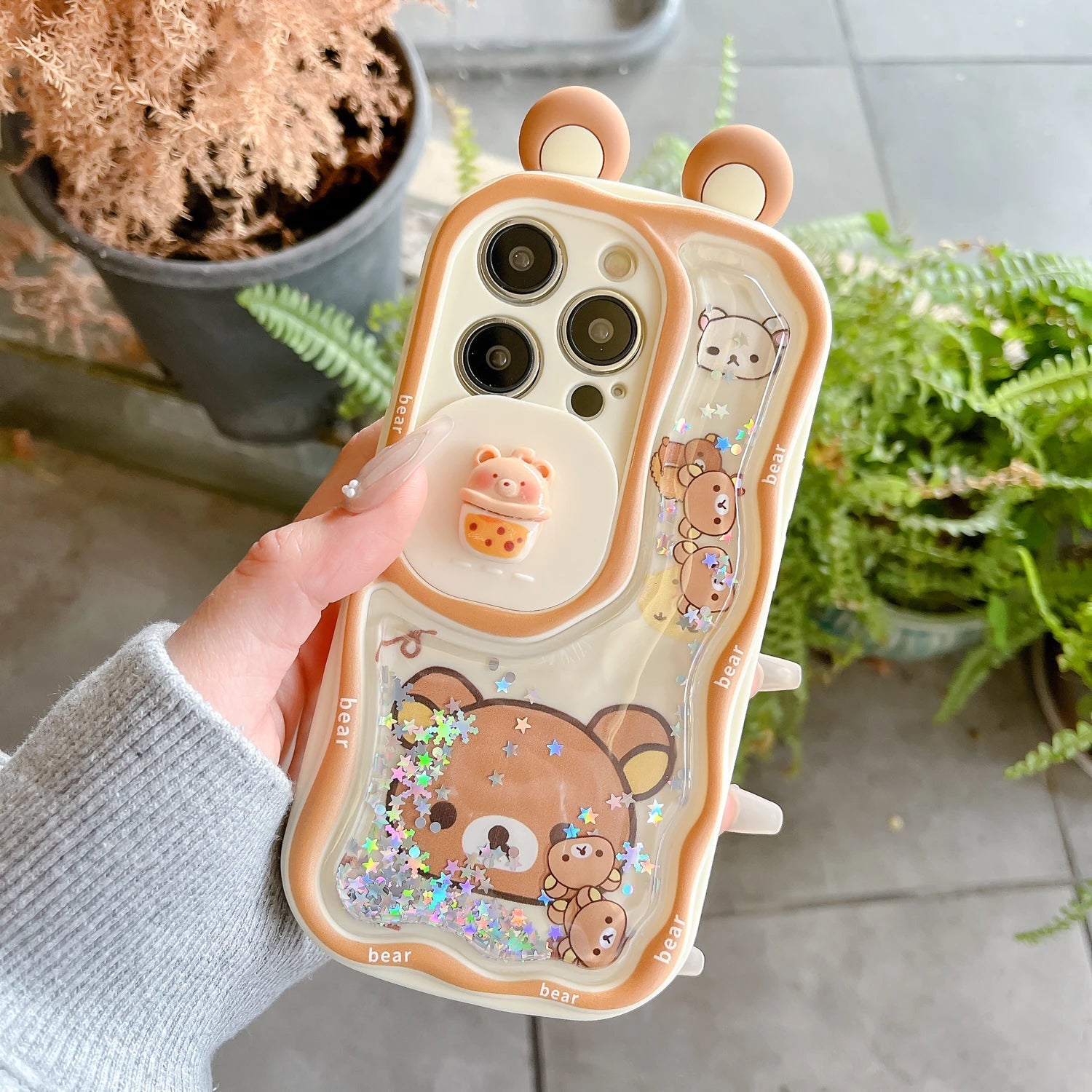 Quicksand Ears Rilakkuma Sliding Window Protect Camera Case - AKM CASE｜iPhone Case & Accesories Worldwide