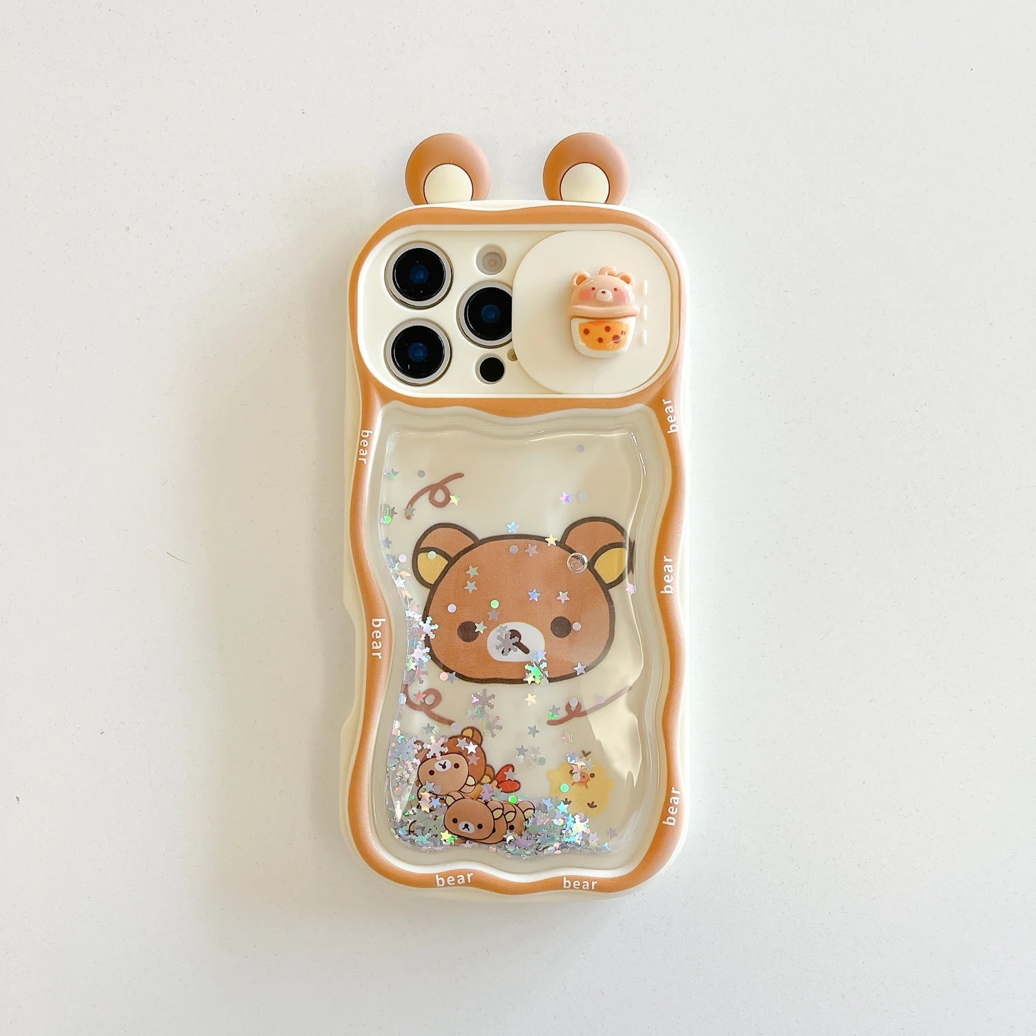 Quicksand Ears Rilakkuma Sliding Window Protect Camera Case - AKM CASE｜iPhone Case & Accesories Worldwide