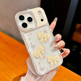 Shiny Diamond 3D Pearl Bow Phone Case for iPhone 17/16/15/14/13 - AKM CASE｜iPhone Case & Accesories Worldwide