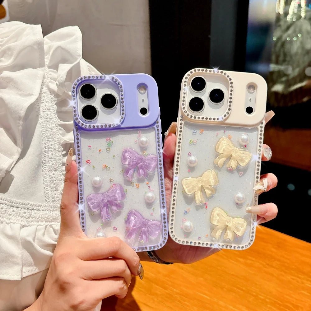Shiny Diamond 3D Pearl Bow Phone Case for iPhone 17/16/15/14/13 - AKM CASE｜iPhone Case & Accesories Worldwide