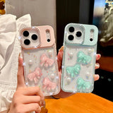 Shiny Diamond 3D Pearl Bow Phone Case for iPhone 17/16/15/14/13 - AKM CASE｜iPhone Case & Accesories Worldwide