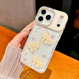 Shiny Diamond 3D Pearl Bow Phone Case for iPhone 17/16/15/14/13 - AKM CASE｜iPhone Case & Accesories Worldwide
