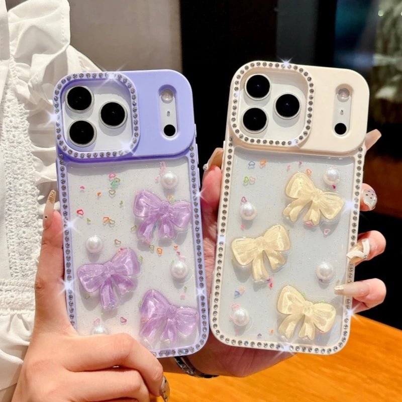 Shiny Diamond 3D Pearl Bow Phone Case for iPhone 17/16/15/14/13 - AKM CASE｜iPhone Case & Accesories Worldwide