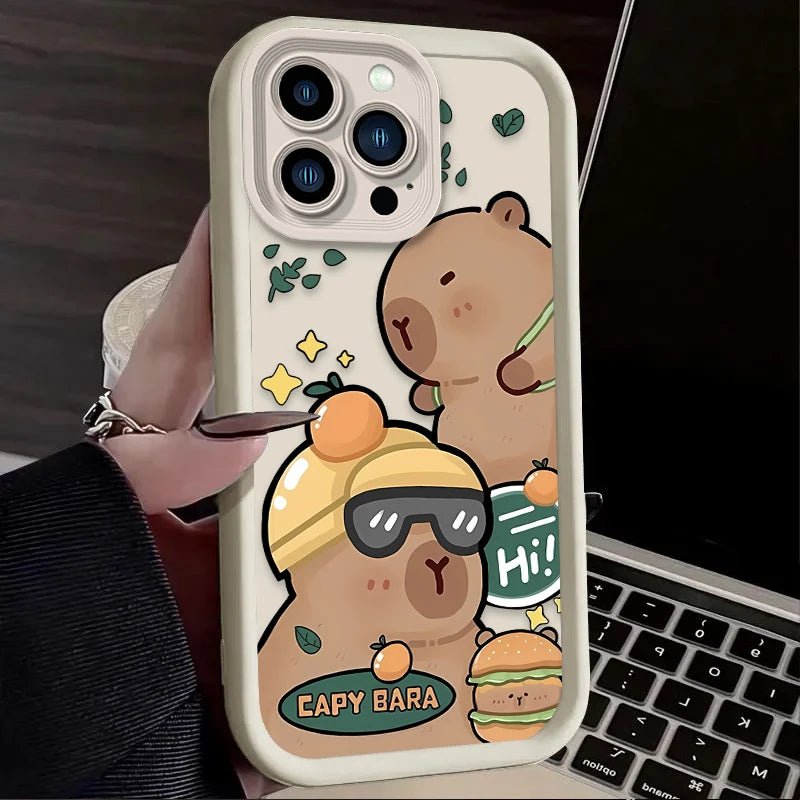 Soft Silicone Cool Capybara Phone Case for iPhone 7 - 16, X, XR, XS, SE 2020 - MINISO - AKM CASE｜iPhone Case & Accesories Worldwide