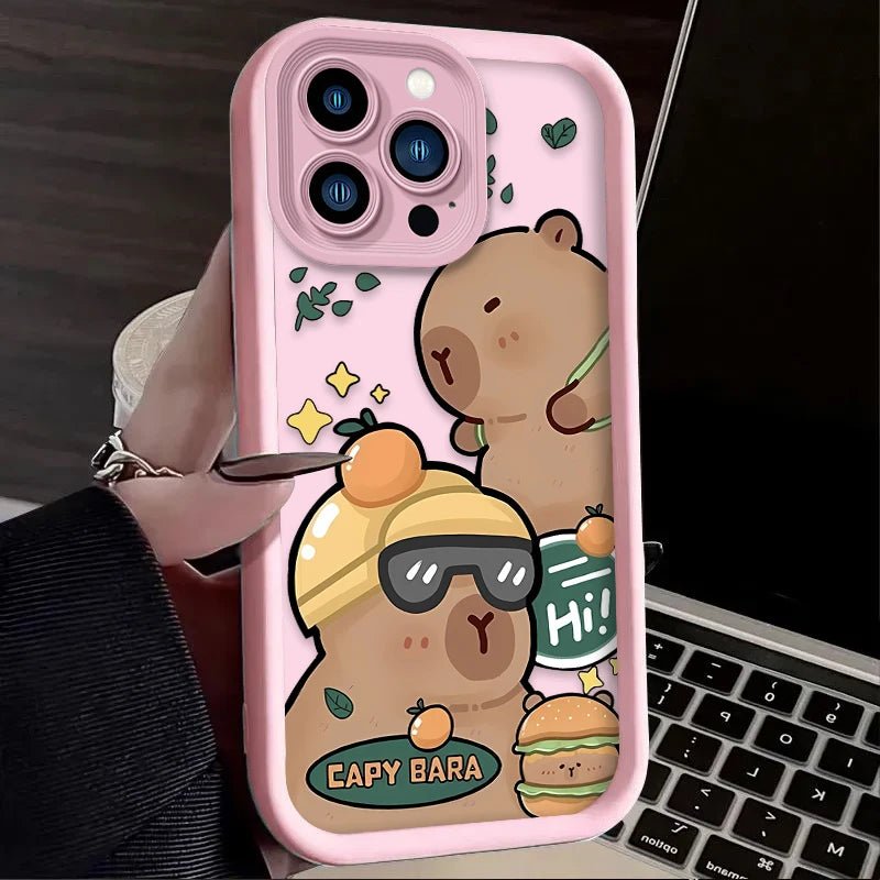 Soft Silicone Cool Capybara Phone Case for iPhone 7 - 16, X, XR, XS, SE 2020 - MINISO - AKM CASE｜iPhone Case & Accesories Worldwide
