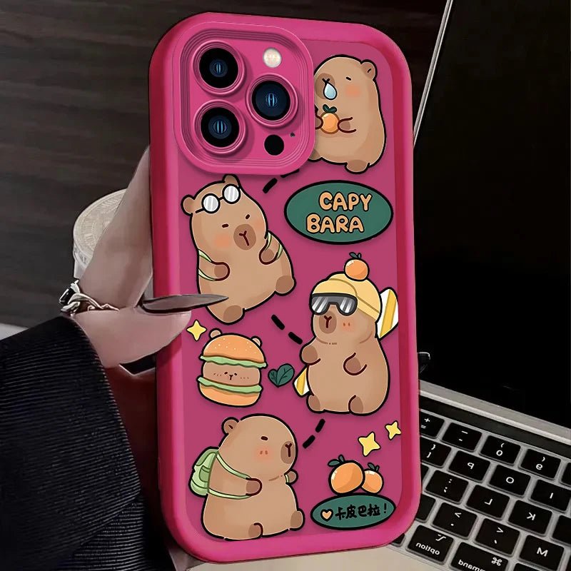 Soft Silicone Cool Capybara Phone Case for iPhone 7 - 16, X, XR, XS, SE 2020 - MINISO - AKM CASE｜iPhone Case & Accesories Worldwide