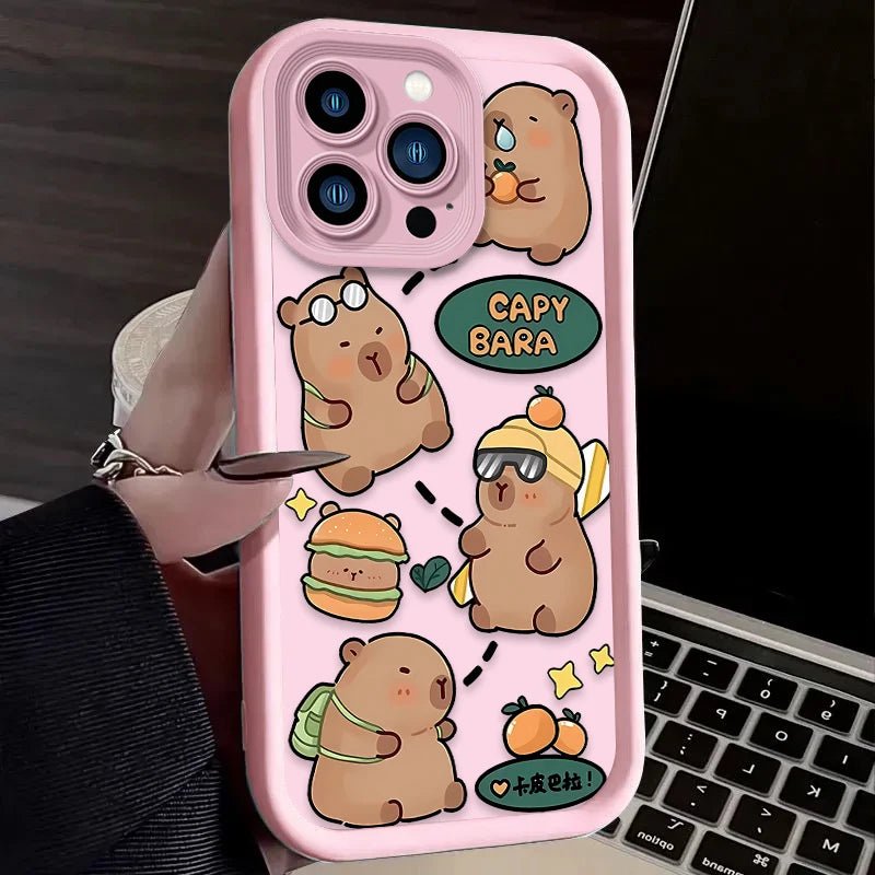 Soft Silicone Cool Capybara Phone Case for iPhone 7 - 16, X, XR, XS, SE 2020 - MINISO - AKM CASE｜iPhone Case & Accesories Worldwide