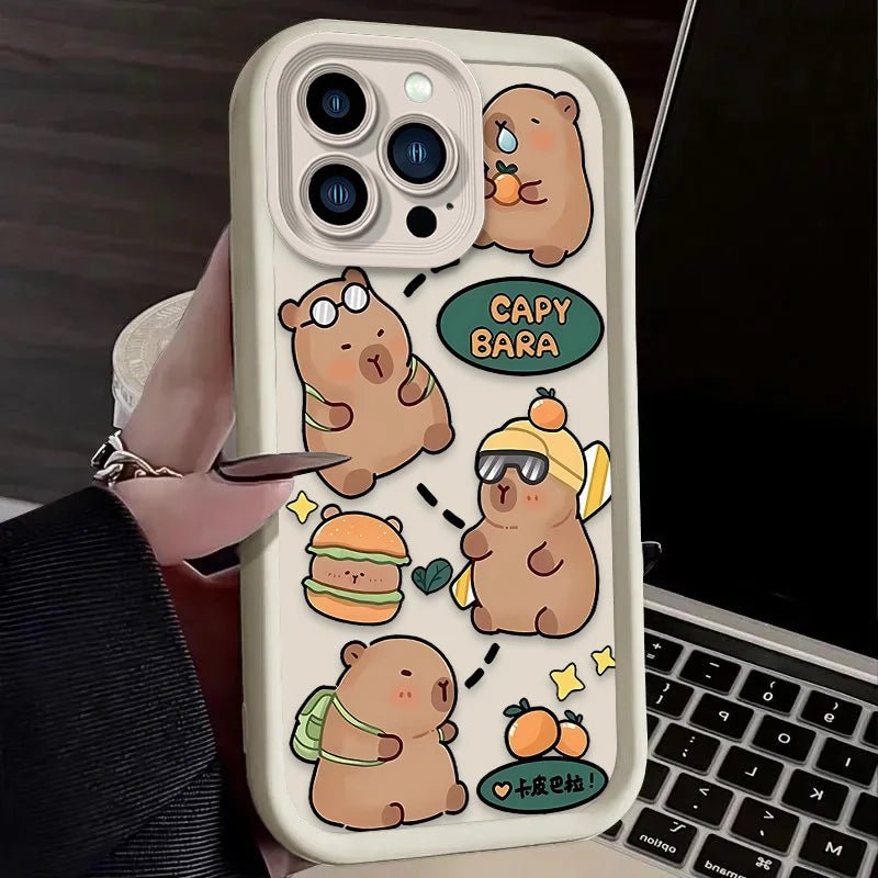 Soft Silicone Cool Capybara Phone Case for iPhone 7 - 16, X, XR, XS, SE 2020 - MINISO - AKM CASE｜iPhone Case & Accesories Worldwide
