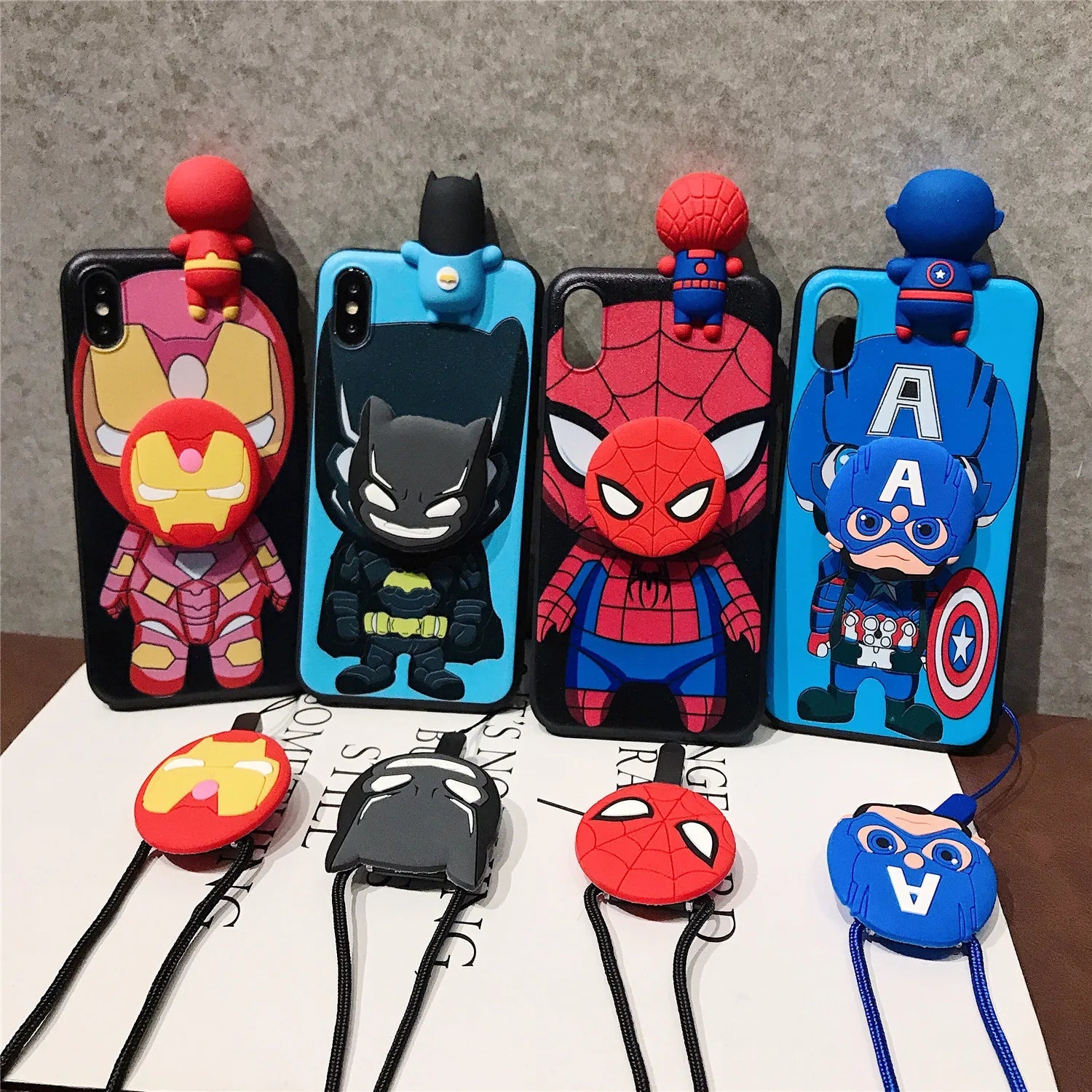 Spiderman Iron Man Captain America Phone Case With Holder Strap Rope - AKM CASE｜iPhone Case & Accesories Worldwide