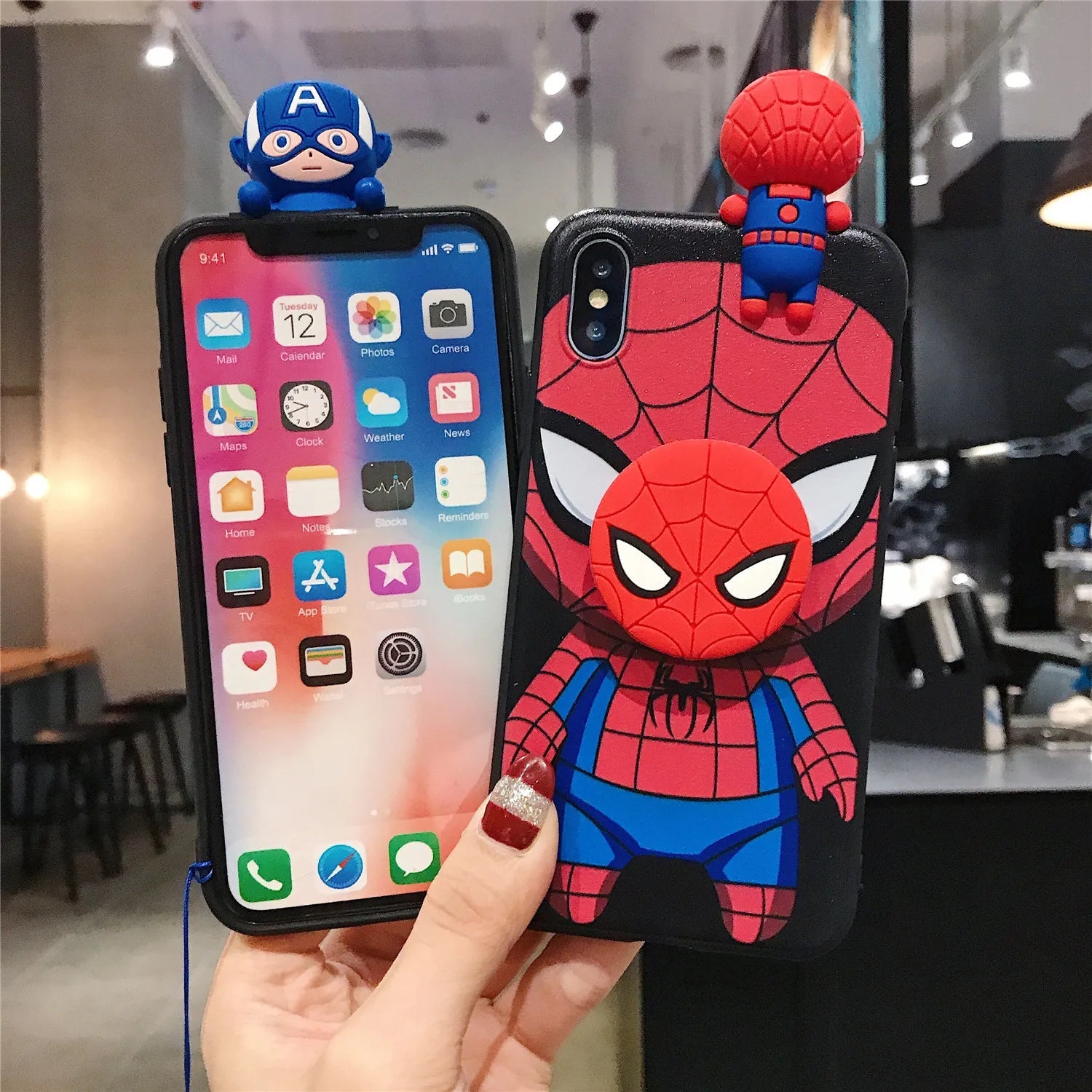 Spiderman Iron Man Captain America Phone Case With Holder Strap Rope - AKM CASE｜iPhone Case & Accesories Worldwide