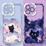 Starry Sky Black Cats Clear Phone Case Transparent Cover Fundas - AKM CASE｜iPhone Case & Accesories Worldwide
