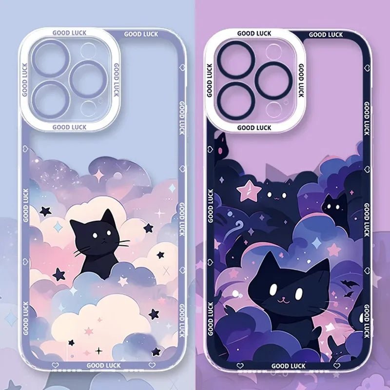 Starry Sky Black Cats Clear Phone Case Transparent Cover Fundas - AKM CASE｜iPhone Case & Accesories Worldwide