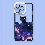 Starry Sky Black Cats Clear Phone Case Transparent Cover Fundas - AKM CASE｜iPhone Case & Accesories Worldwide