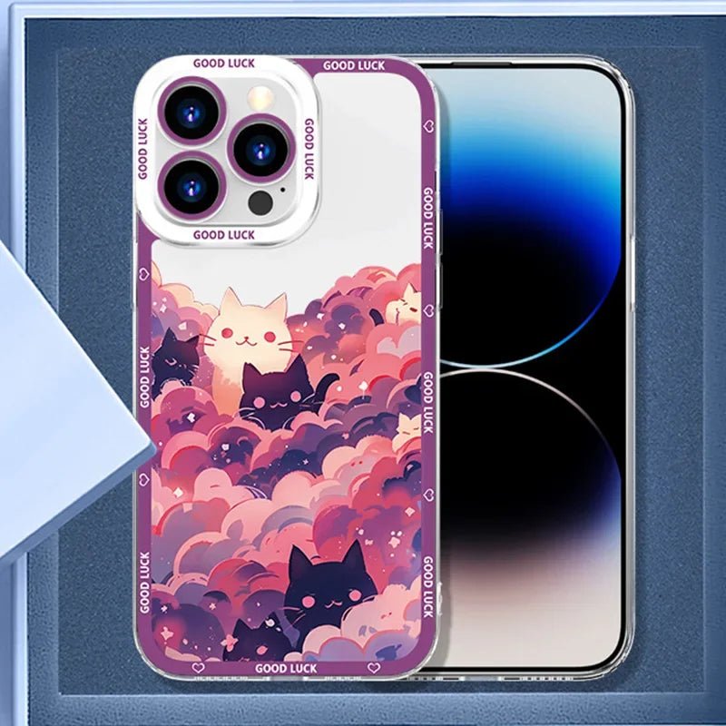 Starry Sky Black Cats Clear Phone Case Transparent Cover Fundas - AKM CASE｜iPhone Case & Accesories Worldwide