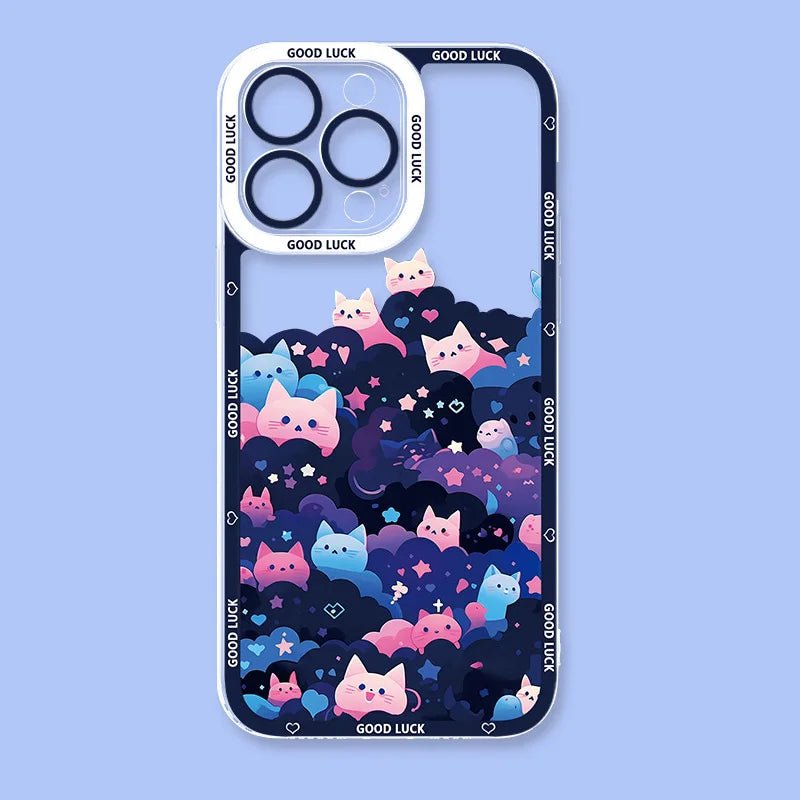 Starry Sky Black Cats Clear Phone Case Transparent Cover Fundas - AKM CASE｜iPhone Case & Accesories Worldwide