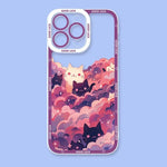 Starry Sky Black Cats Clear Phone Case Transparent Cover Fundas - AKM CASE｜iPhone Case & Accesories Worldwide