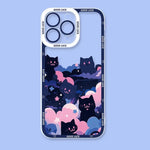 Starry Sky Black Cats Clear Phone Case Transparent Cover Fundas - AKM CASE｜iPhone Case & Accesories Worldwide