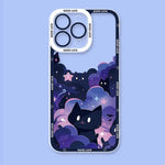 Starry Sky Black Cats Clear Phone Case Transparent Cover Fundas - AKM CASE｜iPhone Case & Accesories Worldwide
