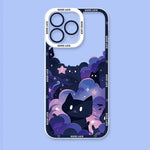 Starry Sky Black Cats Clear Phone Case Transparent Cover Fundas - AKM CASE｜iPhone Case & Accesories Worldwide