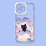 Starry Sky Black Cats Clear Phone Case Transparent Cover Fundas - AKM CASE｜iPhone Case & Accesories Worldwide