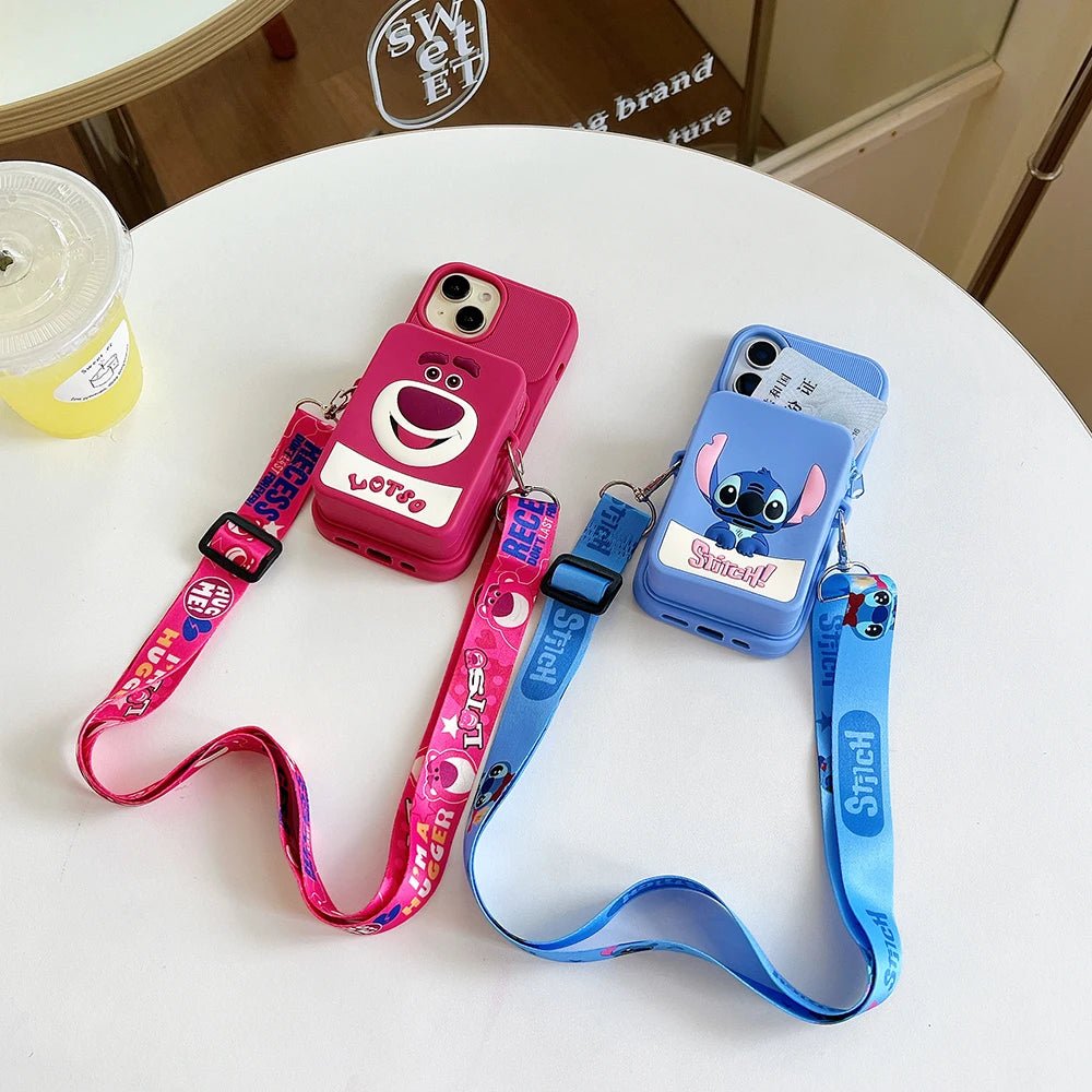 Stitch Lotso Bear Coin Purse Card Case Soft Silicone Wallet Cover With Holder Lanyard - AKM CASE｜iPhone Case & Accesories Worldwide