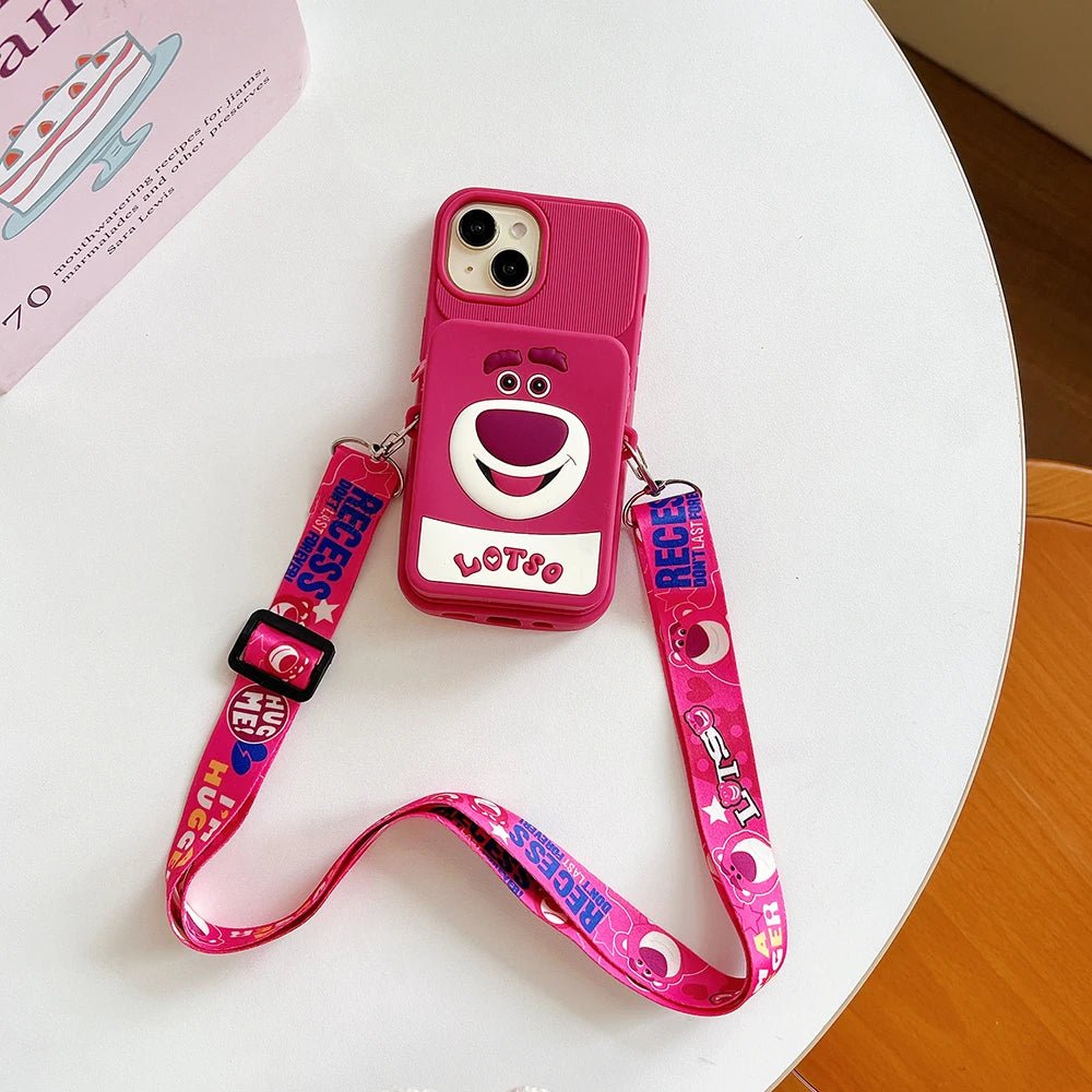 Stitch Lotso Bear Coin Purse Card Case Soft Silicone Wallet Cover With Holder Lanyard - AKM CASE｜iPhone Case & Accesories Worldwide